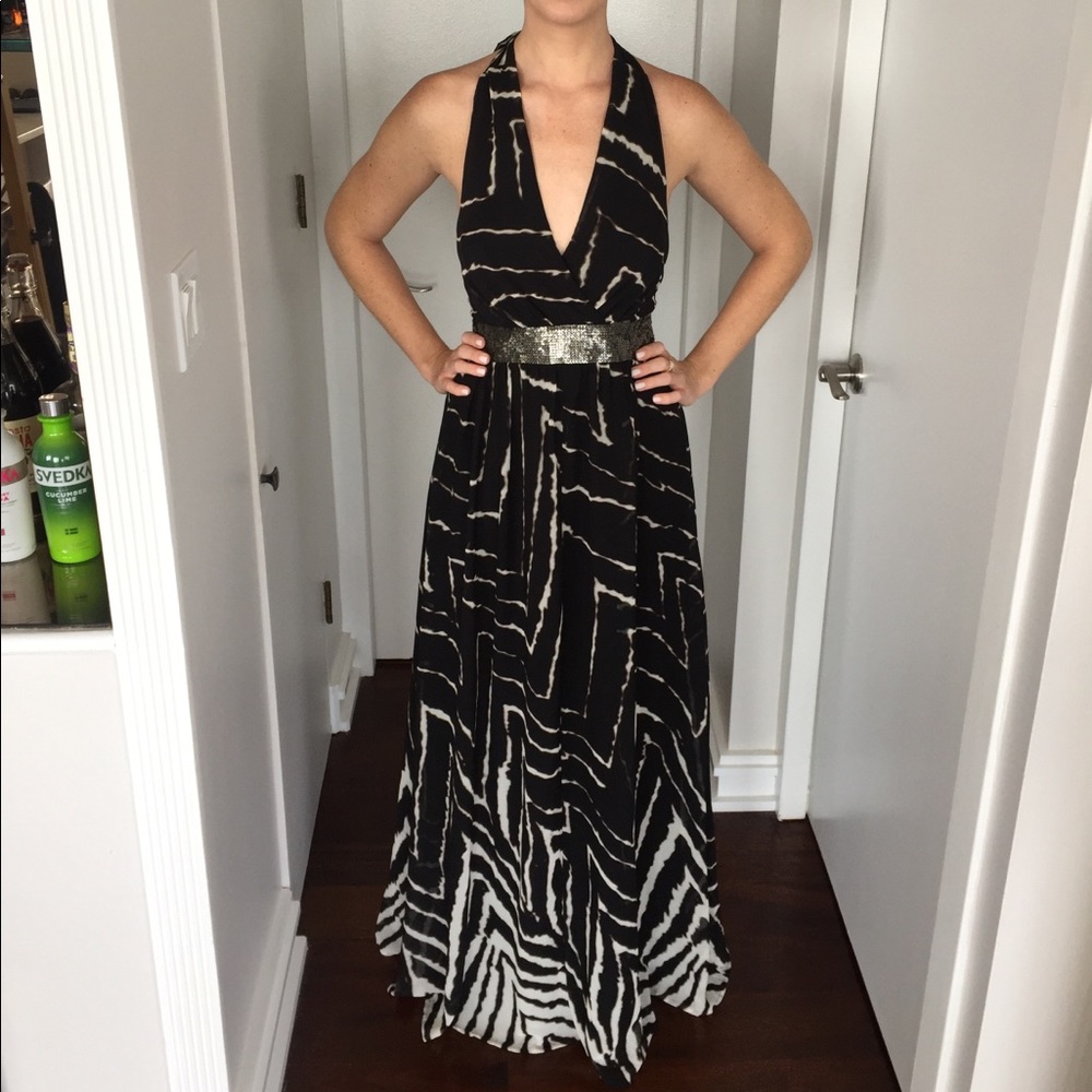 Express Formal Maxi Dress, Zebra XS